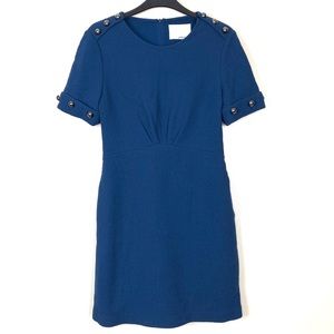 3.1 Phillip Lim Blue Silver Dome Button Wool Dress